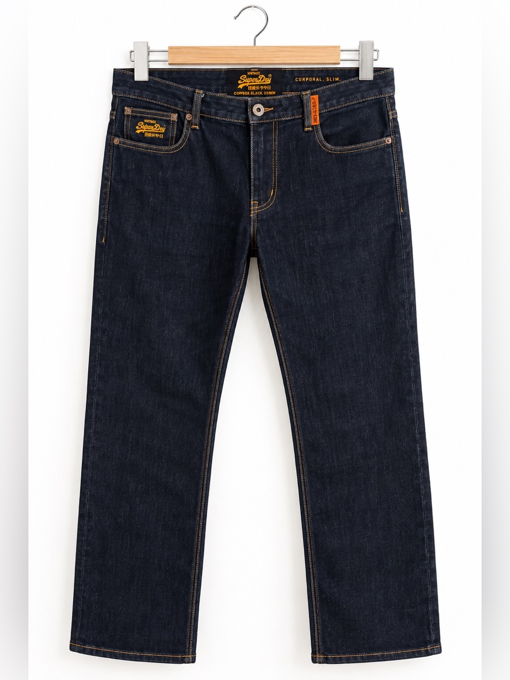 Superdry Vintage Corporal Slim Dark Indigo Jeans 36W 34L Stretch Denim